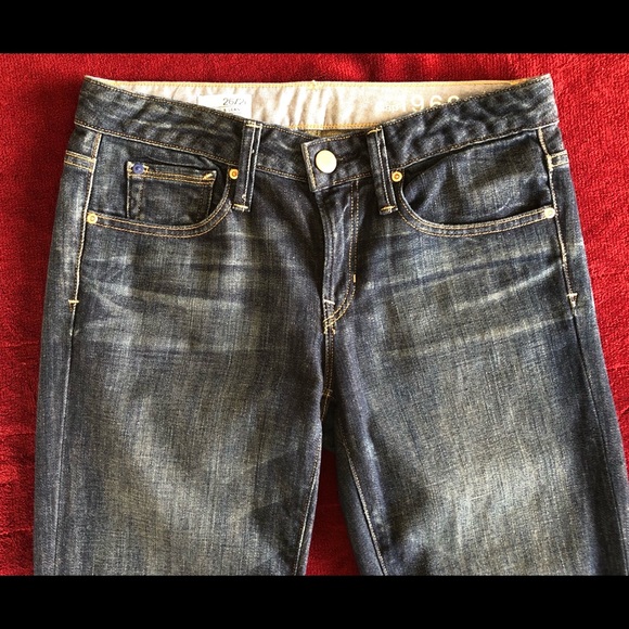 Gap Jeans Size 26/2 Long & Lean 1969, Boot Cut Dark Wash EUC - Picture 7 of 9